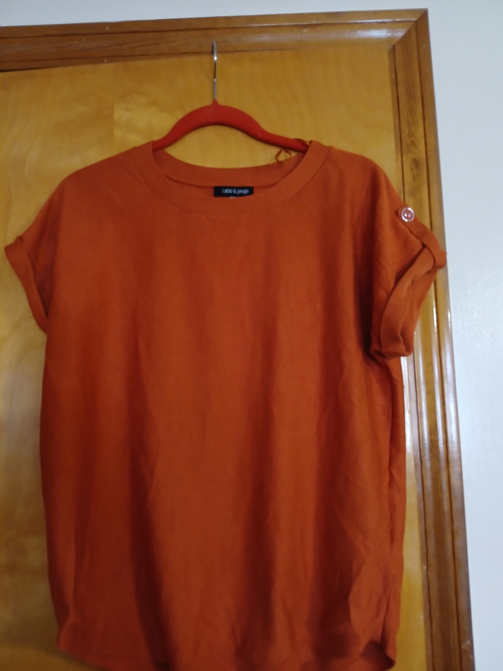 Cable & Gauge Short Sleeve Top in Orange